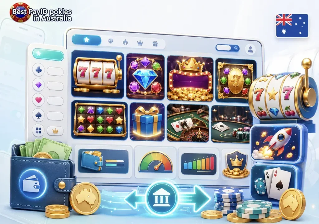 Games at PayID casinos with classic pokies, jackpots, Megaways, and AUD balance